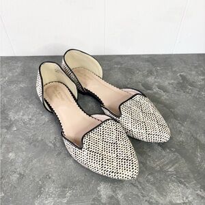 Isaac Mizrahi black and cream woven pointed toe mules flats size 8
